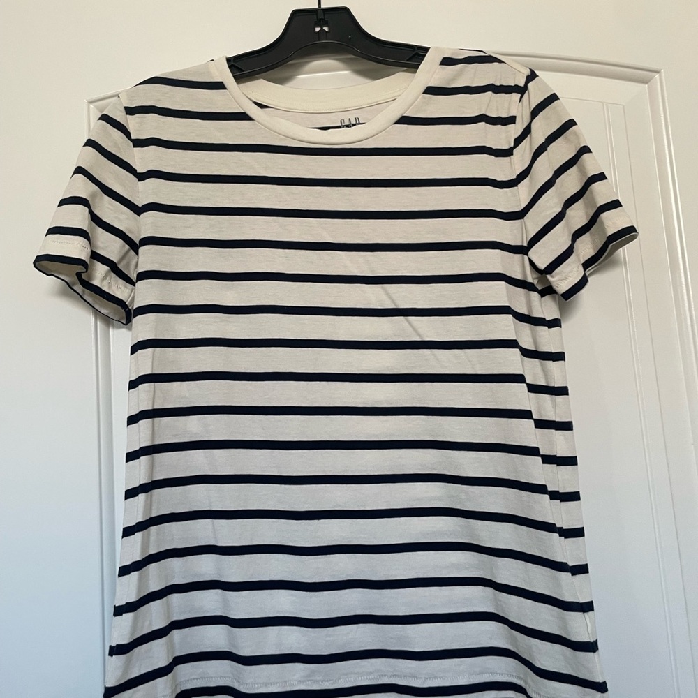GAP Navy and White Striped Tee